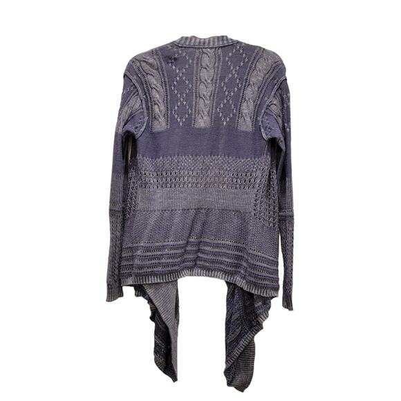 Knox Rose Open Knit Waterfall Open Cardigan Blue XS Long Sleeve Casual Cotton - Picture 2 of 8